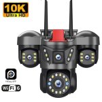 Camra ip wifi extrieure 10k 20mp uhd quatre objectifs quatre crans 360 camra de scurit ptz  zoom ...