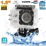Cam�ra sport etanche 30 m cam�ra d'action waterproof full hd 1080p argent 16 go yonis
