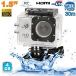 Cam�ra sport etanche 30 m cam�ra d'action waterproof full hd 1080p argent 4 go yonis