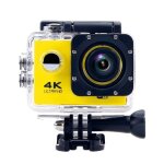 Camra sport etanche 4k slow motion grand angle 170 jaune + kit de fixation + sd 8go yonis