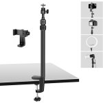 Camera table mount, 37cm - 80cm desk light holder with 1 / 4  ball head & phone holder for dslr camera, ...