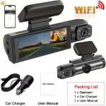 Cam�ra de tableau de bord pour voitures 1080p, enregistreur vid�o dvr, double cam�ra de voiture, vue ...