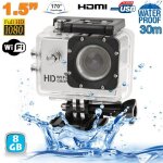 Cam�ra wifi sport embarqu�e plong�e caisson cam�scope full hd 1080p argent 8 go yonis