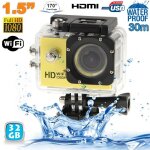 Camra wifi sport embarque plonge caisson camscope full hd 1080p jaune 32 go yonis