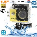Caméra wifi sport embarquée plongée caisson caméscope full hd 1080p jaune 64 go yonis Caméra wifi sport embarquée plongée caisson caméscope full hd 1080p jaune 64 go yonis