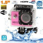 Caméra wifi sport embarquée plongée caisson caméscope full hd 1080p rose 32 go yonis Caméra wifi sport embarquée plongée caisson caméscope full hd 1080p rose 32 go yonis