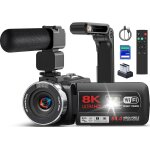 Camscope 8k 64mp wifi camra vido avec vision nocturne ir pour youtube, ecran tactile 3. 0 zoom numrique ...