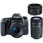 Canon eos 77d + ef - s 18 - 55mm is stm + ef - s 55 - 250mm is stm + 50mm stm