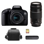 Canon eos 800d reflex 24. 2 mpix kit ef - s 18 - 55mm is stm + objectif ef 75 - 300mm iii + 32gb sd card ...