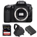 Canon eos 90d nu + sandisk 64gb extreme pro uhs - i sdxc 170 mb / s + canon lp - e6n + sac garantie 2 ...