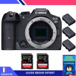 Canon eos r7 + 2 sandisk 64gb extreme pro uhs - ii sdxc 300 mb / s + 3 canon lp - e6nh + ebook 'devenez ...