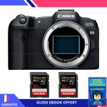 Canon eos r8 + 2 sandisk 32gb extreme pro uhs - ii sdxc 300 mb / s + ebook  devenez un super photographe  ...