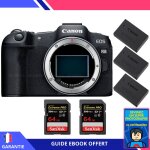 Canon eos r8 + 2 sandisk 64gb extreme pro uhs - ii sdxc 300 mb / s + 3 canon lp - e17 + ebook  devenez ...