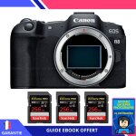 Canon eos r8 + 3 sandisk 256gb extreme pro uhs - ii sdxc 300 mb / s + ebook  devenez un super photographe  ...