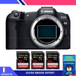 Canon eos r8 + 3 sandisk 32gb extreme pro uhs - ii sdxc 300 mb / s + ebook  devenez un super photographe  ...