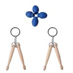Caoutchouc bleu pilon t�te 2pieces mini en bois naturel trousseau de tambour