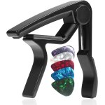 Capodastre de guitare avec 5 médiators (noir) - 75 x 80 mm, en alliage pour guitare folk 6 cordes, guitare ... Capodastre de guitare avec 5 médiators (noir) - 75 x 80 mm, en alliage pour guitare folk 6 cordes, guitare ...
