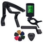 Capodastre pour guitare acoustique, guitare electrique, basse avec support de plectres, enrouleur de ...