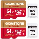 Carte mmoire 64 go lot de 2 cartes, 4k game pro, compatible avec gopro switch, vitesse 95 mo / s. a2 ...