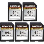 Carte mmoire sdxc 64 go, 4k camra pro srie, lot de 5 cartes, vitesse allant jusqu'a 100 mo / s. compatible ...
