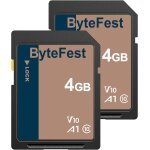 Carte sd 4go lot de 2, cartes m�moire sd classe 10, a1, u1, v10, pour appareil photo, dslr, photographe ...