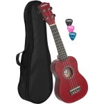 Cascha hh 3961 ukulélé soprano rouge avec housse et médiators Cascha hh 3961 ukulélé soprano rouge avec housse et médiators