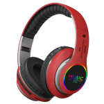 Casque audio bluetooth 5. 0 sans fil led avec micro et radio fm noir rouge yonis