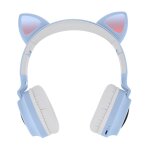 Casque audio bluetooth design oreilles chat animation lumineuse 12h - violet Casque audio bluetooth design oreilles chat animation lumineuse 12h - violet
