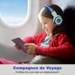 Casque audio enfant pour l'ecole avec microphone, limiteur de volume, partager jack, r�glable, durable ...