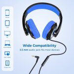 Casque audio enfant, over ear casque filaire avec micro pour enfants, serre - t�te ajustable, audio jack ...