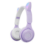 Casque audio pliable led chat blanc bluetooth 5. 0 son st�r�o multimode violet 2 yonis