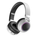Casque audio sans fil led bluetooth 5. 0 pliable avec micro et carte tf blanc yonis