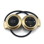 Casque bluetooth ecouteurs sans fil fm autonomie 10 heures batterie lithium or + sd 4go yonis