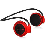 Casque bluetooth ecouteurs sans fil fm batterie autonomie 10 heures rouge + sd 16go yonis
