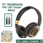 Casque bluetooth h7 tv casque sans fil avec adaptateur usb ecouteurs antibruit stro basse dj casque ...
