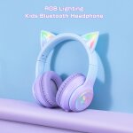 Casque bluetooth avec oreilles de chat pour enfants, sans fil et filaire, casque pliable avec micro, ...