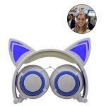 Casque bluetooth sans fil pour enfants avec oreilles de chat led, design supra - auriculaire r�glable, ...