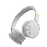 Casque bluetooth casque sans fil pliable en cuir souple hd voix casque de jeu basse lourde, gris
