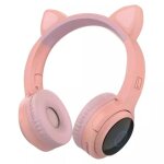 Casque bluetooth sans fil stro carte tf aux - in lumineux oreille de chat mignon casque mont sur la ...