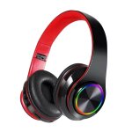 Casque d'coute bluetooth v5. 0 led b39 oreillettes de sport caisson de basses sans fil carte de support ...
