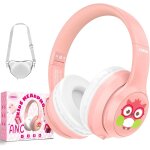 Casque enfant, casque bluetooth chat enfant avec sac, sans fil et filaire, casque musique fille pliable ...