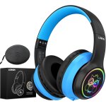 Casque enfant, casque bluetooth chat enfant avec sac, sans fil et filaire, casque musique garcon pliable ...