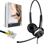 Casque filaire compatible avec t�l�phones gx3 + gx5 + mitel aastra fanvil poly / polycom et gigaset avec ...