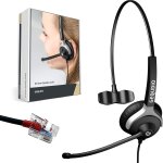 Casque filaire compatible avec t�l�phones yealink, snom, avaya et grandstream avec embout rj - c�ble ...