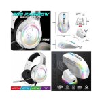 Casque gamer pc blanc pc pro multiplateforme stereo 2. 0 gamer multimedia + souris sans fil blanche 8000dpi ...