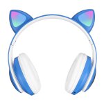 Casque de jeu bluetooth 5. 0 sur l'oreille casque d'oreille de chat brillant couteur sans fil pliable ...