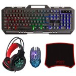 Casque de jeu avec clavier et tapis de souris ensemble de rtroclairage led rvb filaire