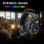 Casque de jeu � faible bruit, oreillettes filaires avec microphone, led, usb, pour pc, ordinateur portable, ...