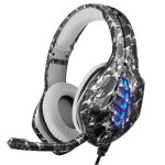 Casque de jeu filaire à camouflage avec lumière rgb, avec son surround et microphone haute définition ... Casque de jeu filaire à camouflage avec lumière rgb, avec son surround et microphone haute définition ...