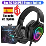 Casque de jeu pour pc casque de jeu stro 9d pour pc, casque de jeu avec micro, 50 mm, avec led rvb, ...